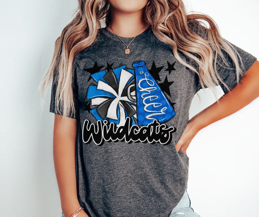 Wildcats Cheer (megaphone - royal blue/black) - DTF