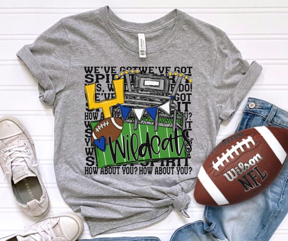 We've Got Spirit (Wildcats - Royal Blue) - Black background - DTF