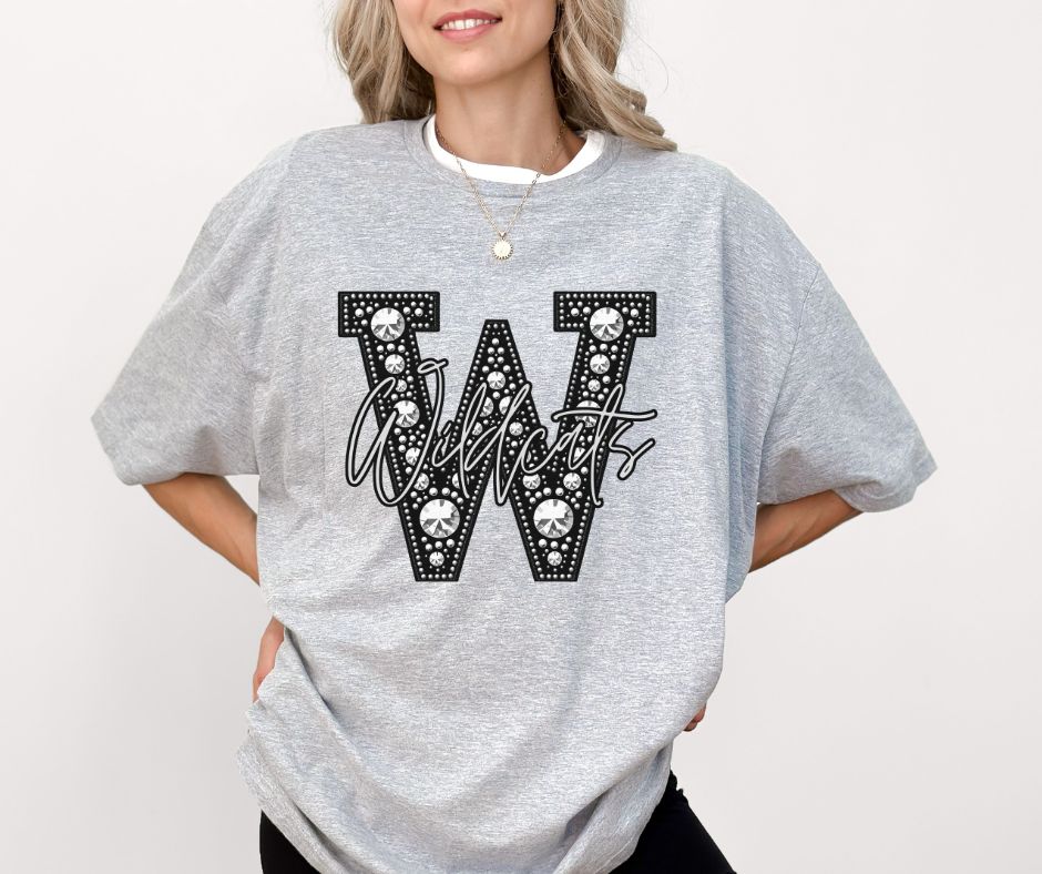 Wildcats (Faux Rhinestone LETTER Mascots) - DTF