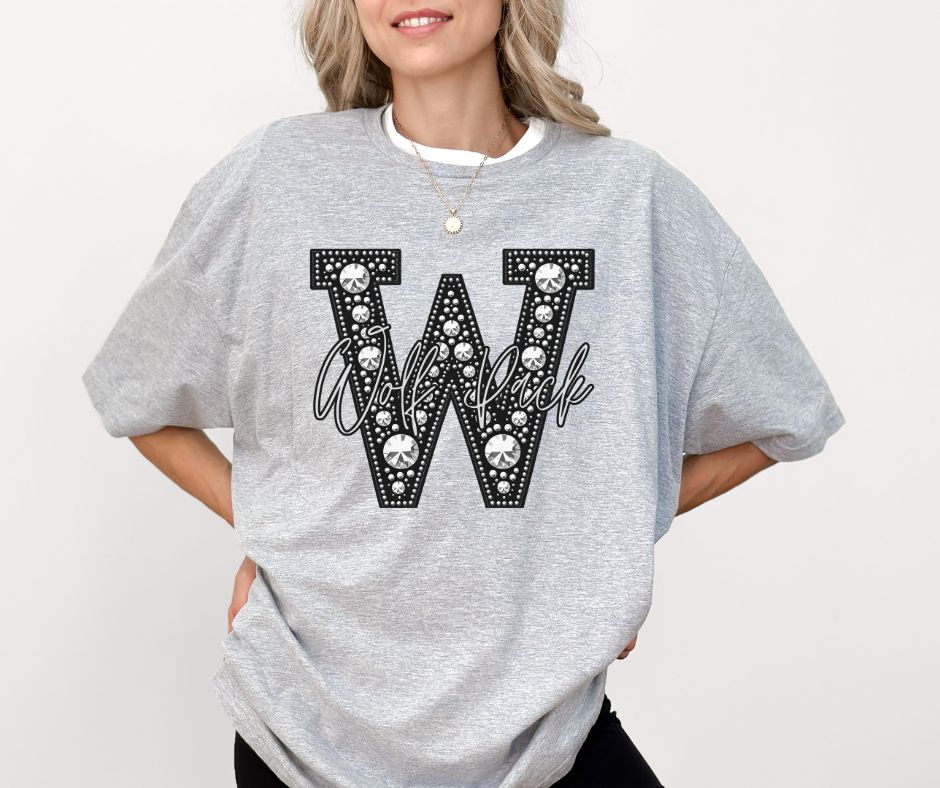 Wolfpack (Faux Rhinestone LETTER Mascots) - DTF