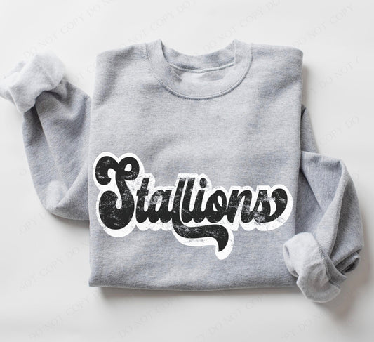 Stallions (retro black and white) - DTF