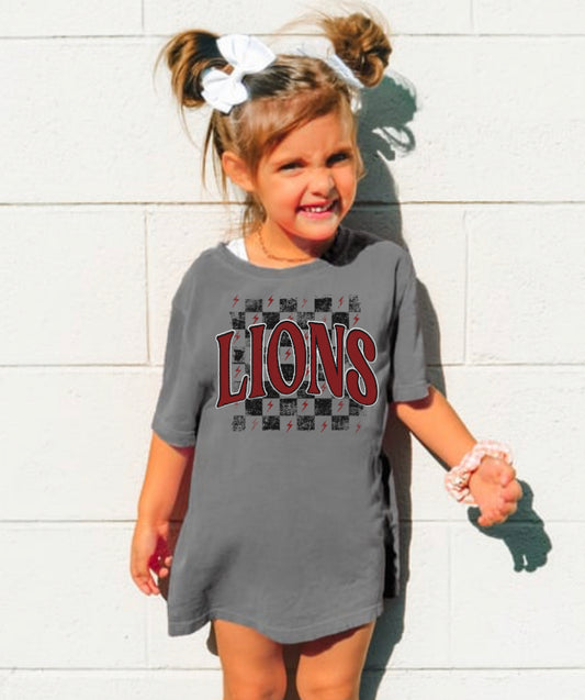 Lions checkerboard (maroon/black) - YOUTH - DTF