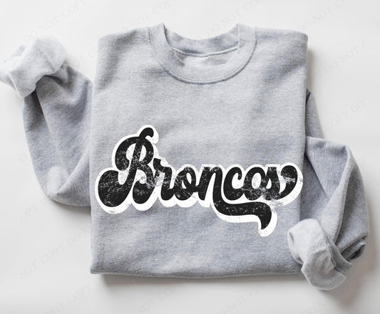 Broncos (retro black and white) - DTF