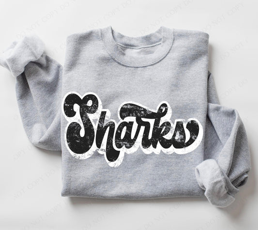 Sharks (retro black and white) - DTF