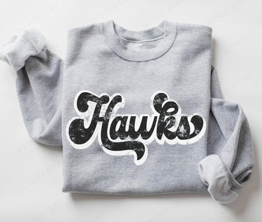 Hawks (retro black and white) - DTF