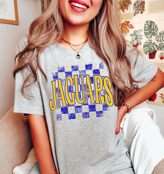 Jaguars checkerboard (royal blue/yellow) - DTF