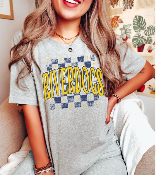 Riverdogs checkerboard (navy/yellow) - DTF