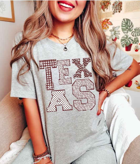 Texas pattern state (maroon and white) - DTF