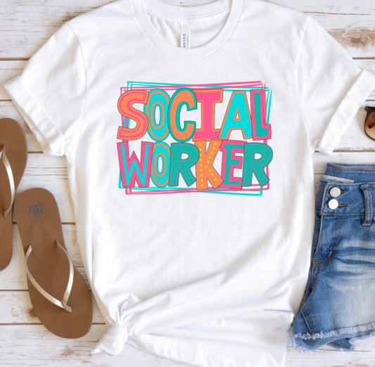 Social Worker (doodle letters) - DTF