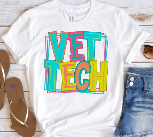 Vet Tech (doodle letters) - DTF